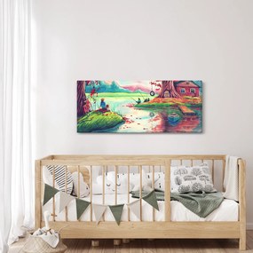 Obraz - Aquarel, Zátoka v horskej dedinke (120x50 cm)