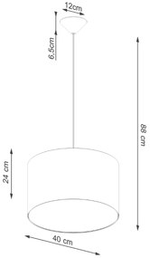 Závesné svietidlo Nova, 1x biele textilné tienidlo, (fi 40 cm)