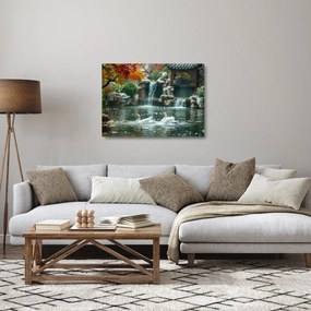 Sklenený obraz - Ázijské jazierko (70x50 cm)