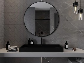Mexen Loft, okrúhle kúpeľňové zrkadlo 100 cm, farba rámu čierna matná, 9850-100-100-000-70