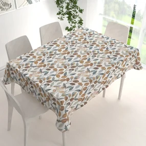 Biante Dekoračný obdĺžnikový obrus Porto PRT-009 Modro-hnedé listy na režnom 50x100 cm