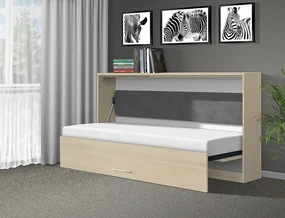 Nabytekmorava Sklápacia posteľ VS1056, 200x90cm farba lamina: orech lyon/biele dvere, Varianta dverí: matné