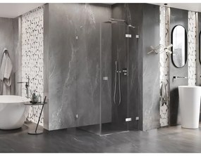 Mexen Lunar, pravostranný výklopný sprchový kút 90 x 90 cm, 8mm číre sklo, chrómový profil, 834-090-090-01-00-P