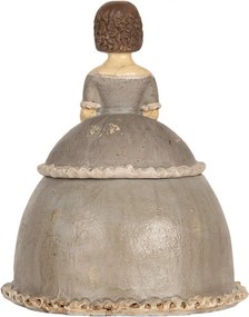 Béžová antik šperkovnica dievča v šatách držiace psíka - 19*16*22 cm