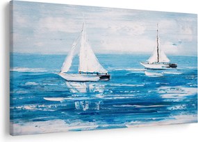 Obraz - Maľba jachty na mori (90x60 cm)
