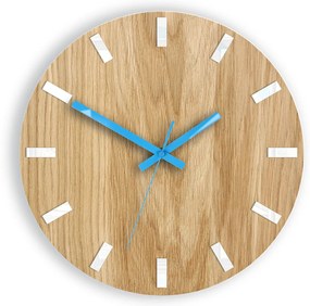 Nástenné hodiny Simple Oak hnedo-tyrkysové
