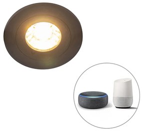 Moderné inteligentné zapustené bodové svetlo čierne okrúhle vrátane WiFi GU10 IP54 - Xena