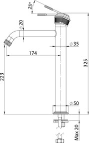Sapho Sapho, VERSI stojanková umývadlová batéria vysoká, predĺžená hubica, bronz, RV007/18