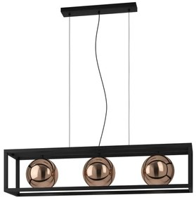 Eglo 390091 - Luster na lanku CORDOBA 3xE27/40W/230V medená/čierna