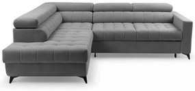 Rozkladacia rohová sedacia súprava Nardo L ľavá - sivý plyš Pretty 17
