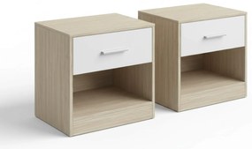 Nočné stolíky NOVERA sada 2 ks 39x28 cm, béžové/biele