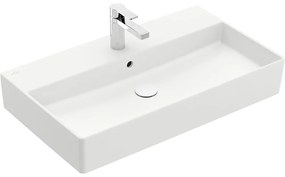 VILLEROY &amp; BOCH Memento 2.0 závesné umývadlo s otvorom, s prepadom, 800 x 470 mm, Stone White, s povrchom CeramicPlus, 4A2280RW