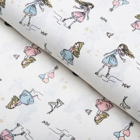 Biante Detská bavlnená obliečka na vankúš Sandra SA-261 Krasokorčuliarky na krémovom 70 x 90 cm