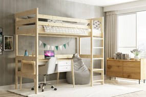 Vyvýšená posteľ z masívu ANTRESOLA 200×90 cm – borovica