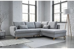 Svetlosivá rozkladacia/s úložným priestorom rohová pohovka (pravý roh/do L) Scandic Lagom – Miuform