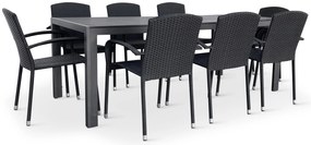 Záhradný jedálenský set Viking XL 190cm + 8x ratanová stolička Roma