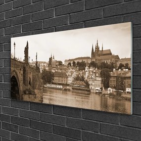 Obraz na skle Praha most krajina 140x70 cm