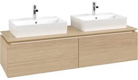 VILLEROY &amp; BOCH Legato závesná skrinka pod dve umývadlá na dosku, 2 zásuvky, 1600 x 500 x 380 mm, Nordic Oak, B67600VJ