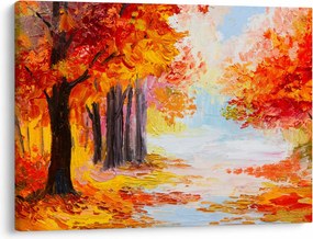 Obraz - Olejomaľba, farebná jeseň (70x50 cm)