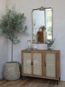 Hnedý obal na kvetináč s prúteným vzorom Corte - Ø 39*38cm