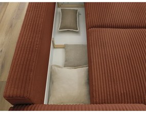 Menčestrová rozkladacia pohovka v tehlovej farbe 257 cm Lucien – Bobochic Paris