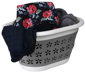 Kôš na bielizeň OVAL COMPACT sivý / biely 25 l