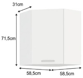 Rohová horná skrinka Strolis 58x58 GN-72 1F (biela). Vlastná spoľahlivá doprava až k Vám domov. 809514