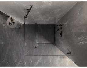 Mexen Lunar-B pravostranný výklopný sprchový kút 90 x 90 cm, číre sklo, čierna matná, 832-090-090-70-00-P