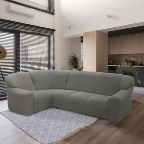 Super strečové poťahy HARMONIA šedá rohová sedačka (š. 340 - 540 cm)