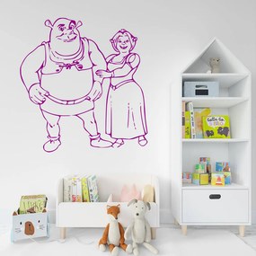 Veselá Stena Samolepka Shrek a Fiona Farba: fialová, Veľkosť: 80 x 84 cm