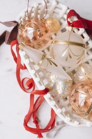 Bella Rose Sklenená vianočná ozdoba Guľa Ružová Lesk 2