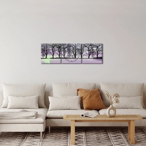 Obraz - Pramice na jazere (s hodinami) (90x30 cm)