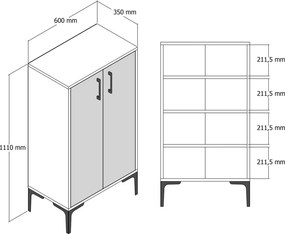 Skrinka na topánky Prag Walnut