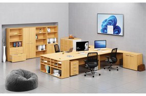 Ergonomický kancelársky pracovný stôl PRIMO WOOD, 1600 x 1200 mm, ľavý, buk