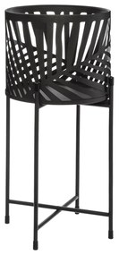 KOVOVÝ KVETINÁČ SO STOJANOM LEAF SADA 2KS 54,5X25 CM+45,5X19 CM ČIERNA