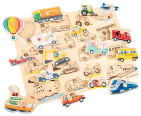 Drevené vkladacie puzzle - dopravné prostriedky - 16 ks
