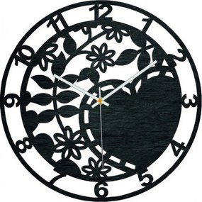 Drevené hodiny - ľúbezná príroda - čierne aj prírodné | SENTOP PR0446