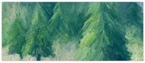 Obraz - Maľované ihličnany (120x50 cm)