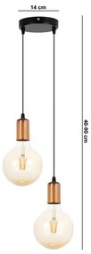 Luster na lanku MIROS 2xE27/60W/230V guľatý čierna/medená