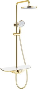 Mexen Exxo, sprchová sada s ručnou a dažďovou hlavicou, zlatá-biela, 78113-25