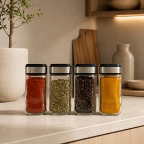 Orion Sada 16ks koreničiek INOX 100ml + 4ks organizér na koreničky VASKY - NEREZ + sada 16ks štítkov