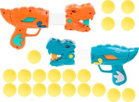 Hra na streľbu na terč KIK Dinosaurus – súprava 2 pištolí a 20 guličiek s LED funkciou