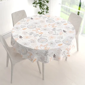 Biante Bavlnený okrúhly obrus Sandra SA-526 Hnedé vlčie maky na bielom Ø 80 cm