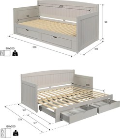 XXXLutz POSTEĽ S VÝSUVNÝM LÔŽKOM 90-180/200 cm, P & B - Detské izby - 002561000104