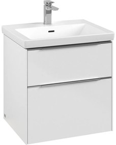 VILLEROY &amp; BOCH Subway 3.0 závesná skrinka pod umývadlo, 2 zásuvky, s LED osvetlením, 572 x 478 x 429 mm, Brilliant White, C578L0VE