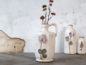 Krémový keramický dekoračný džbán s kvetom ďateliny Versailles - 14*15*26cm
