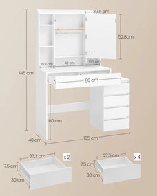 Toaletný stolík so zrkadlom a LED osvetlením RDT144WB01