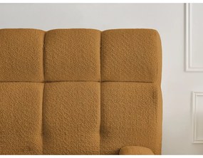 Čalúnená dvojlôžková posteľ s úložným priestorom s roštom 180x200 cm v horčicovej farbe Mont Blanc – Bobochic Paris