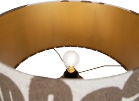 Stojacia lampa orechové drevo trojnožka s hnedým a béžovým pruhovaným tienidlom 50cm - Tripod Classic