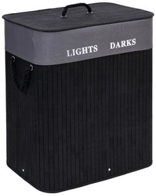 Kôš na bielizeň 2 priehradkový 100 l bambusový čierny